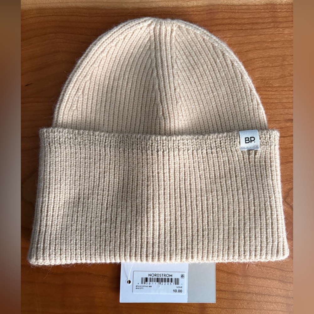 bp Kids Ribbed Fold-Over Beanie in Cream